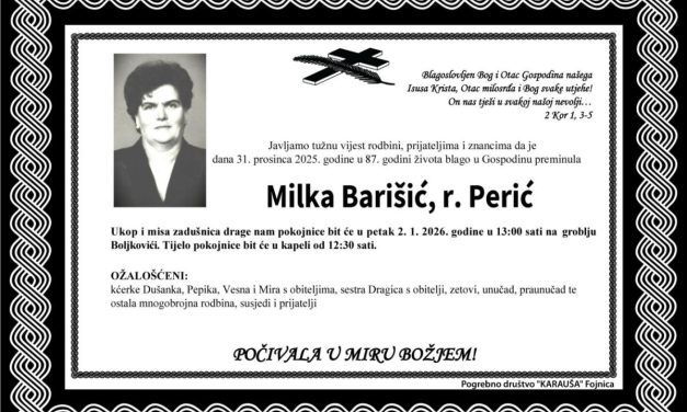 Preminula je Milka Barišić, rođ. Perić