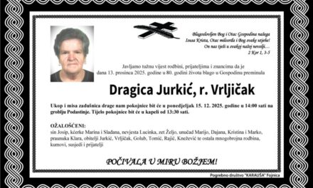 Preminula je Dragica Jurkić, rođ. Vrljičak