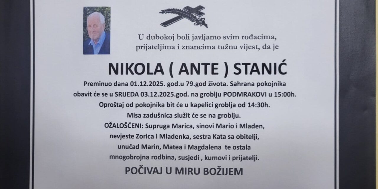 Preminuo je Nikola Stanić