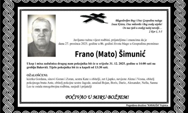 Preminuo je Frano Šimunić