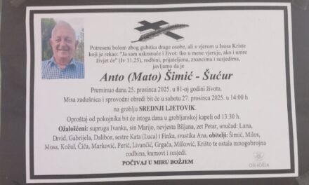 Preminuo je Anto Šimić – Šućur
