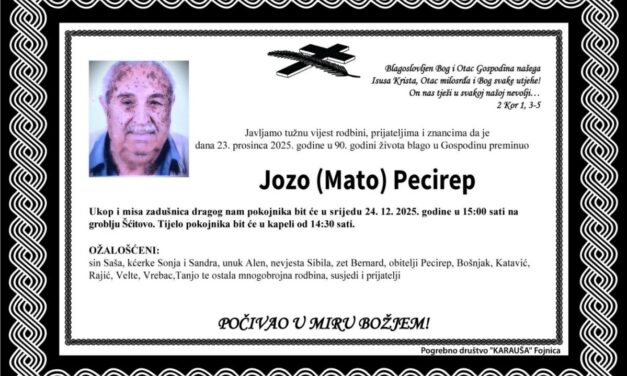 Preminuo je Jozo Pecirep
