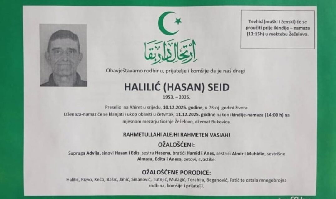 Preminuo je Halilić Seid