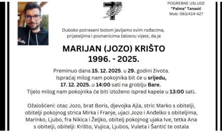 U 29. godini života preminuo Marijan Krišto