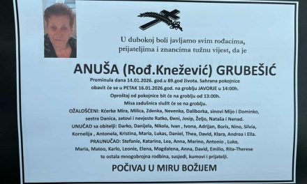 Preminula je Anuša Grubešić, rođ. Knežević