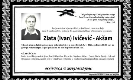 Preminula je Zlata Ivičević – Akšam