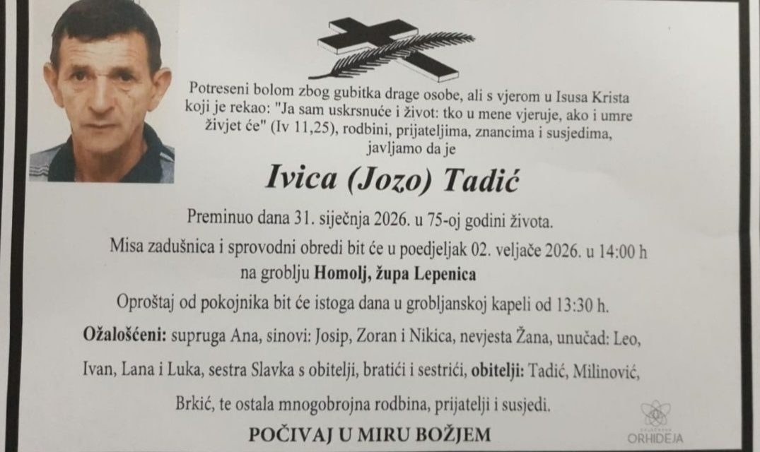Preminuo je Ivica Tadić
