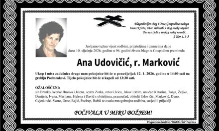 Preminula je Ana Udovičić, rođ. Marković