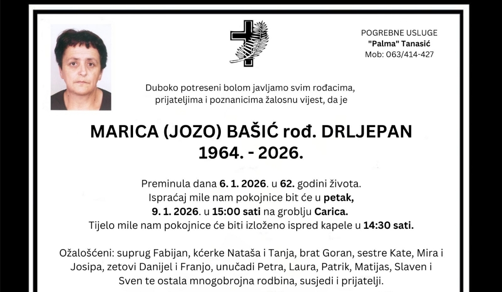 Preminula je Marica Bašić, rođ. Drljepan