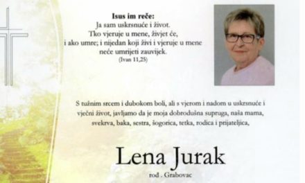 Preminula je Lena Jurak, rođ. Grabovac