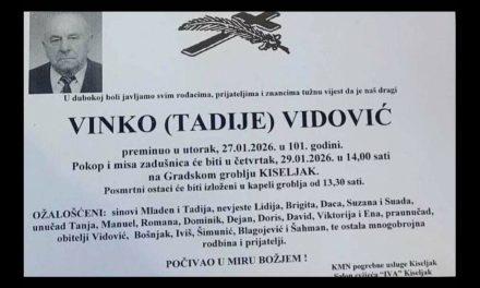 Preminuo Vinko Vidović, najstariji Kiseljačanin