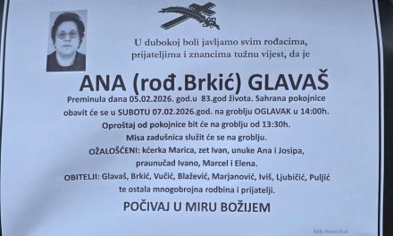 Preminula je Ana Glavaš, rođ. Brkić