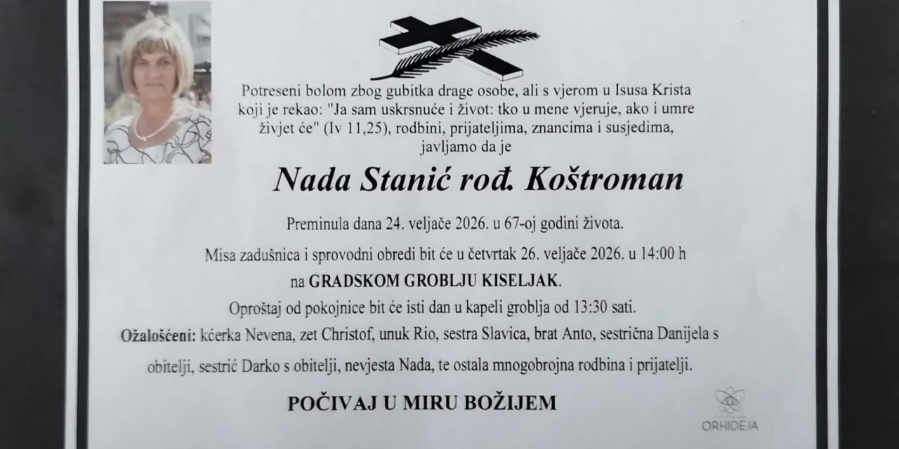 Preminula je Nada Stanić, rođ. Koštroman