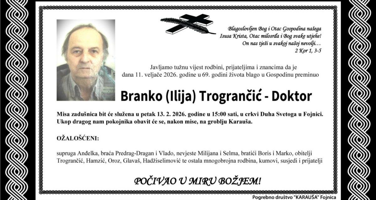 Preminuo je Branko Trogrančić – Doktor