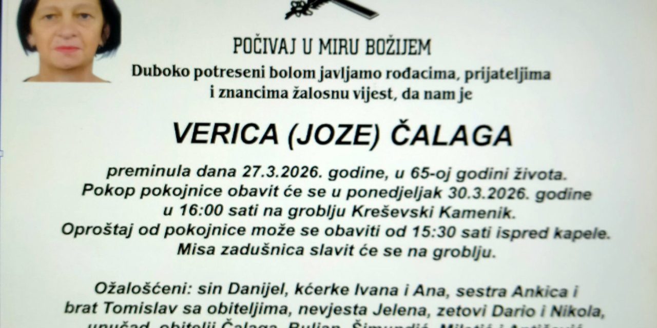 Preminula je Verica Čalaga