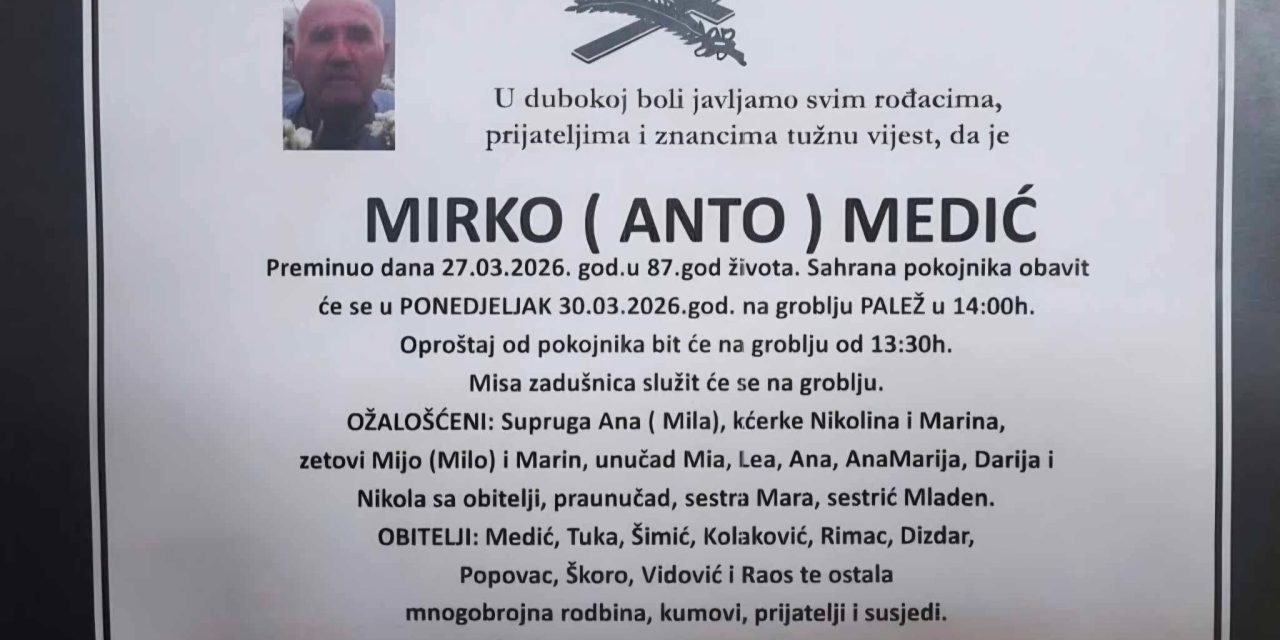Preminuo je Mirko Medić