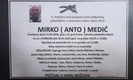 Preminuo je Mirko Medić