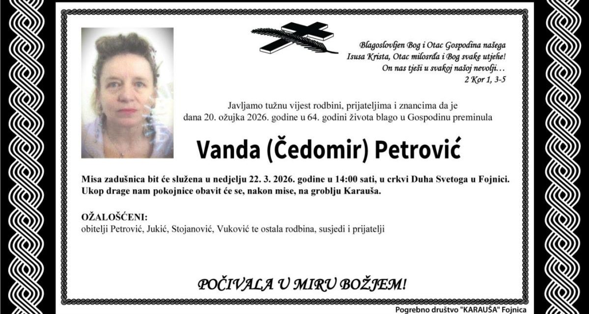 Preminula je Vanda Petrović