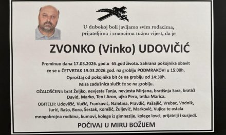 Posljednji pozdrav: Napustio nas je Zvonko Udovičić (Obavijest o pokopu)