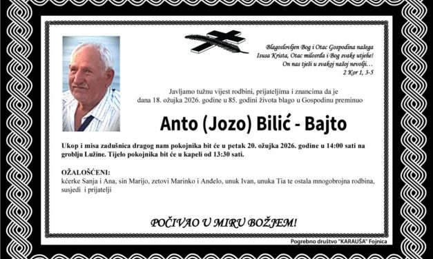 Preminuo je Anto Bilić – Bajto