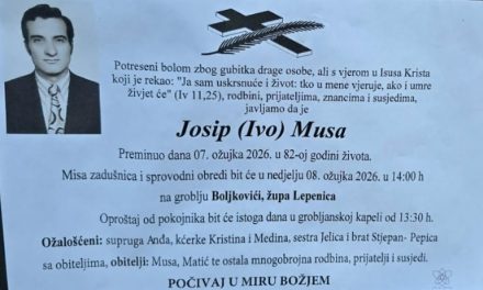 Preminuo je Josip Musa