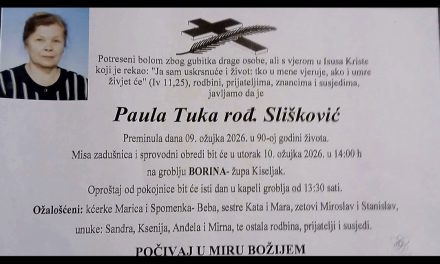 Preminula je Paula Tuka, rođ. Slišković