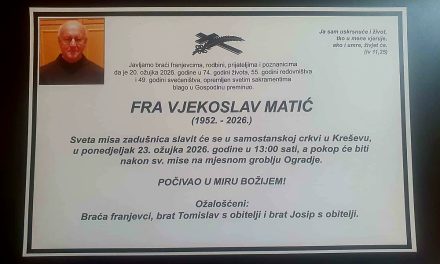 U ponedjeljak posljednji ispraćaj fra Vjekoslava Matića, svećenika franjevca Bosne Srebrene