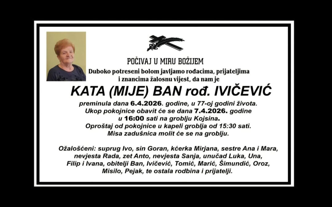 Preminula je Kata Ban, rođ. Ivičević