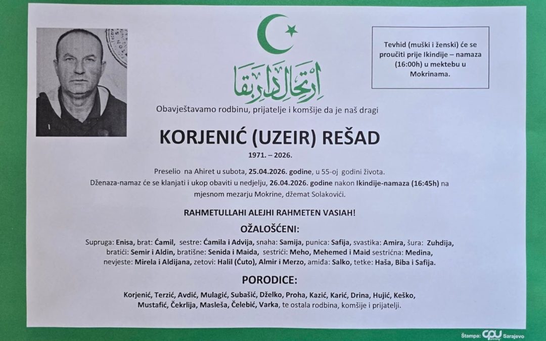 Preminuo je Korjenić Rešad