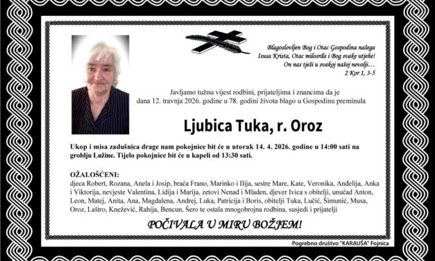 Preminula je Ljubica Tuka, rođ.Oroz