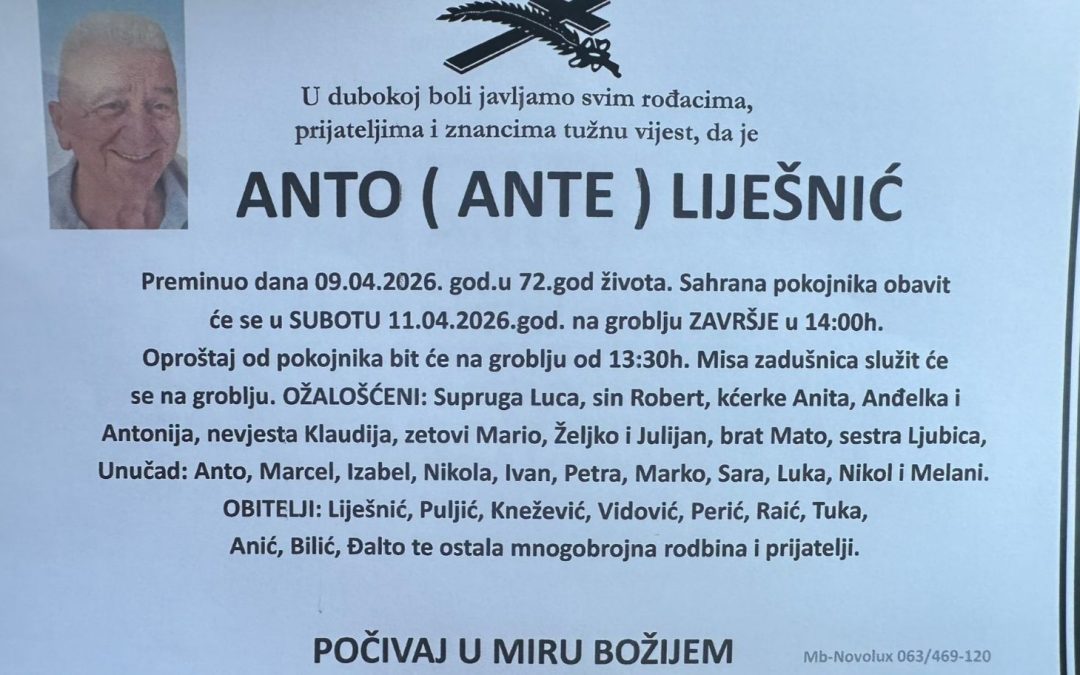 Preminuo je Anto Liješnić