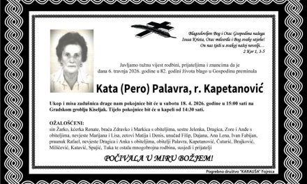 Preminula je Kata Palavra, rođ. Kapetanović