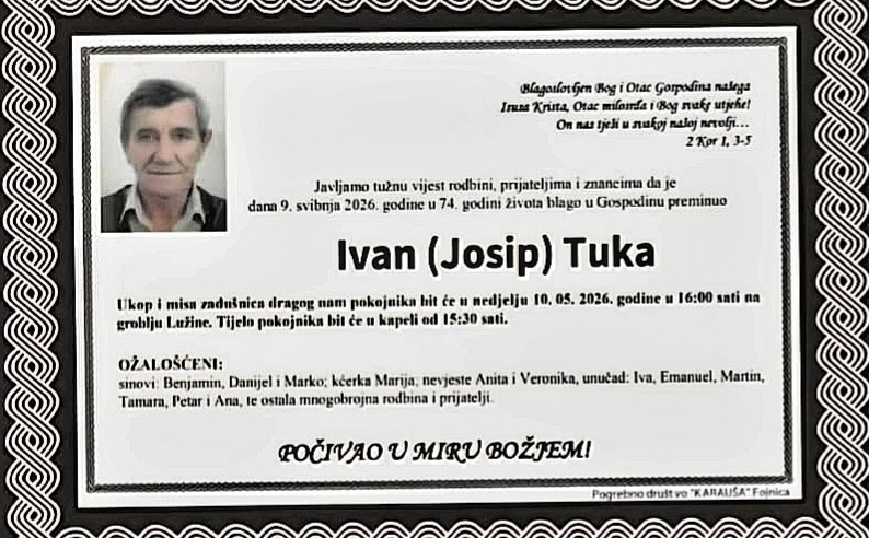 Preminuo je Ivan Tuka