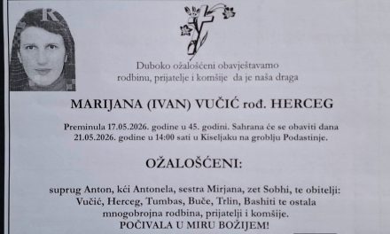 Preminula je Marijana Vučić, rođ Herceg