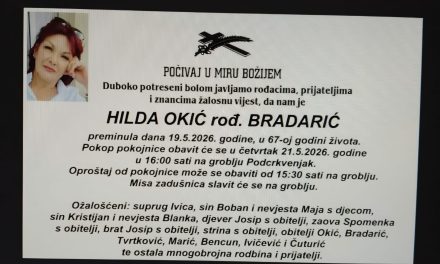 Preminula je Hilda Okić, rođ. Bradarić