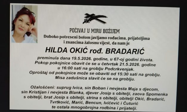 Preminula je Hilda Okić, rođ. Bradarić