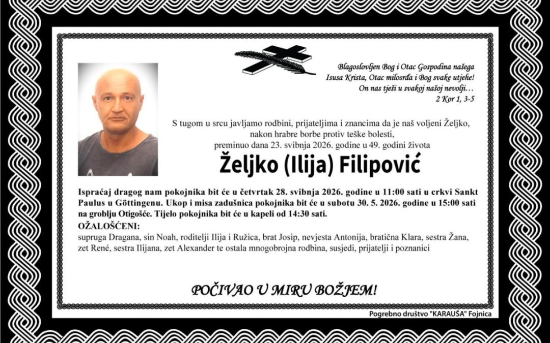 Preminuo je Željko Filipović