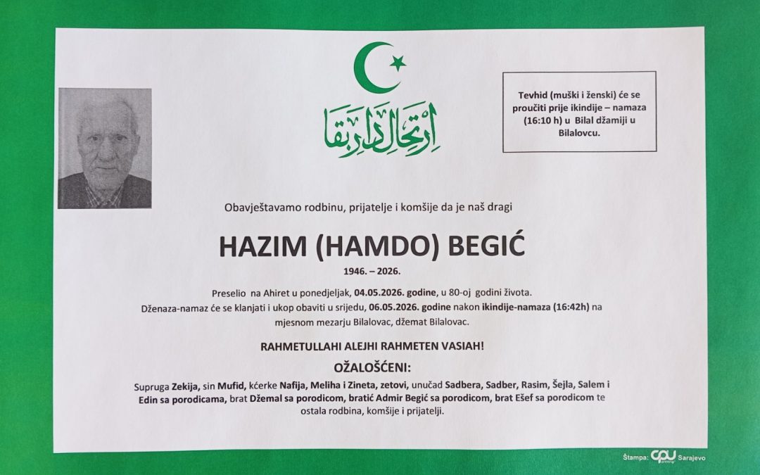 Preminuo je Hazim Begić