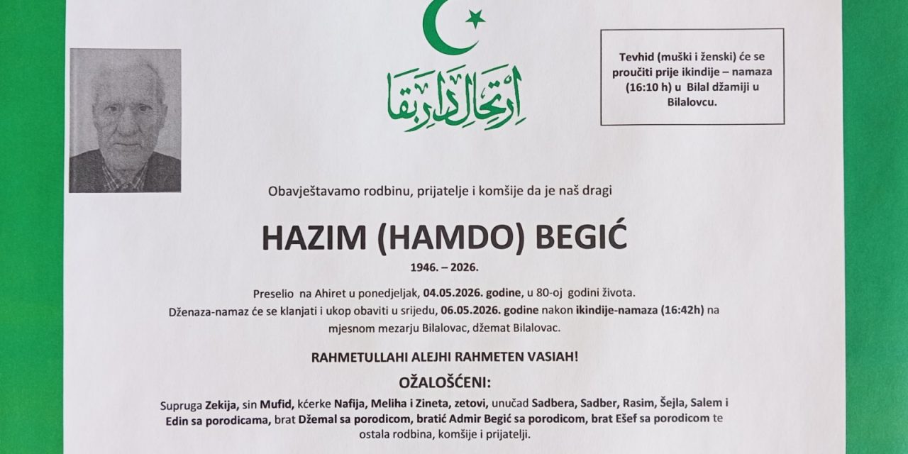 Preminuo je Hazim Begić