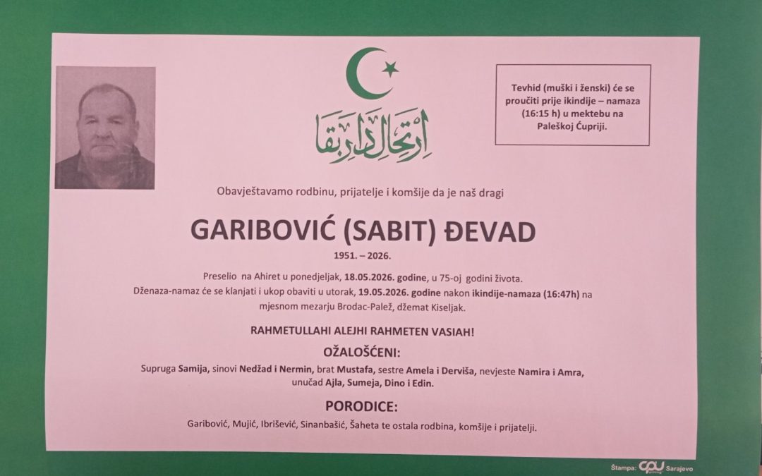 Preminuo je Đevad Garibović