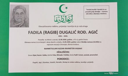 Preminula je Fadila Dugalić, rođ. Agić
