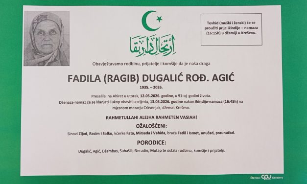 Preminula je Fadila Dugalić, rođ. Agić