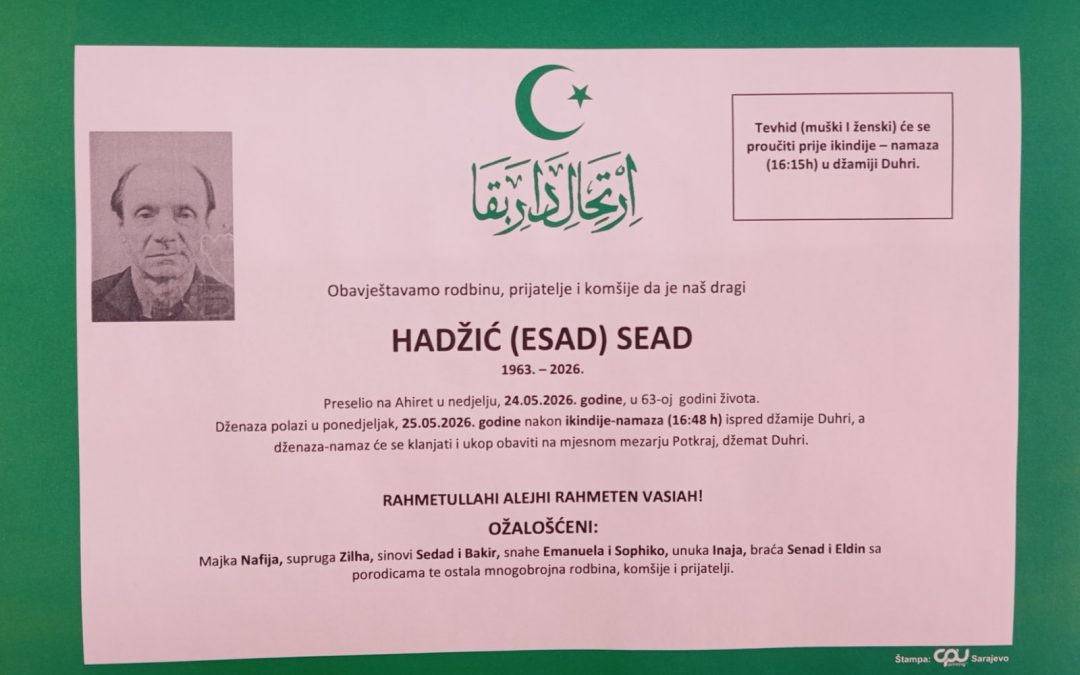 Preminuo je Sead Hadžić
