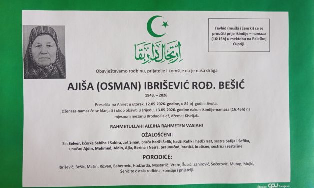 Preminula je Ajiša Ibrišević, rođ. Bešić