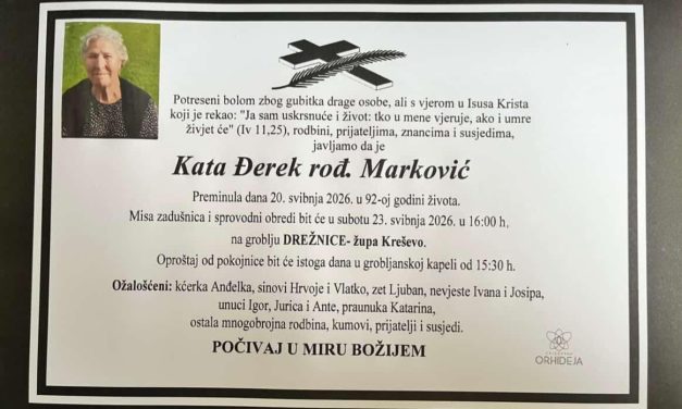 Preminula je Kata Đerek, rođ. Marković