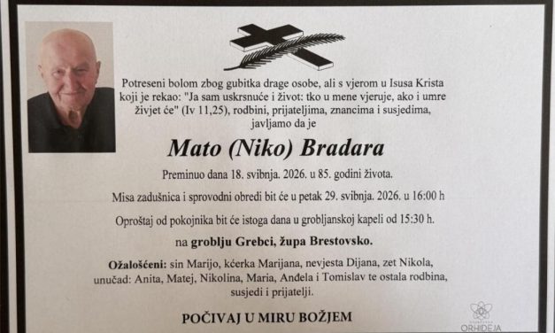 Preminuo je Mato Bradara