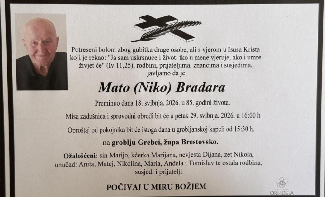 Preminuo je Mato Bradara