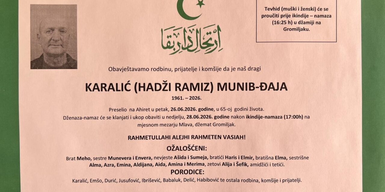 Preminuo je Munib-Đaja Karalić