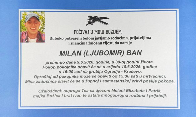 Posljednji ispraćaj Milana Bana bit će u srijedu u Kreševu