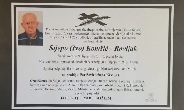 Preminuo je Stjepo Komšić – Rovljak
